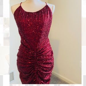 Red sequin cocktail dress